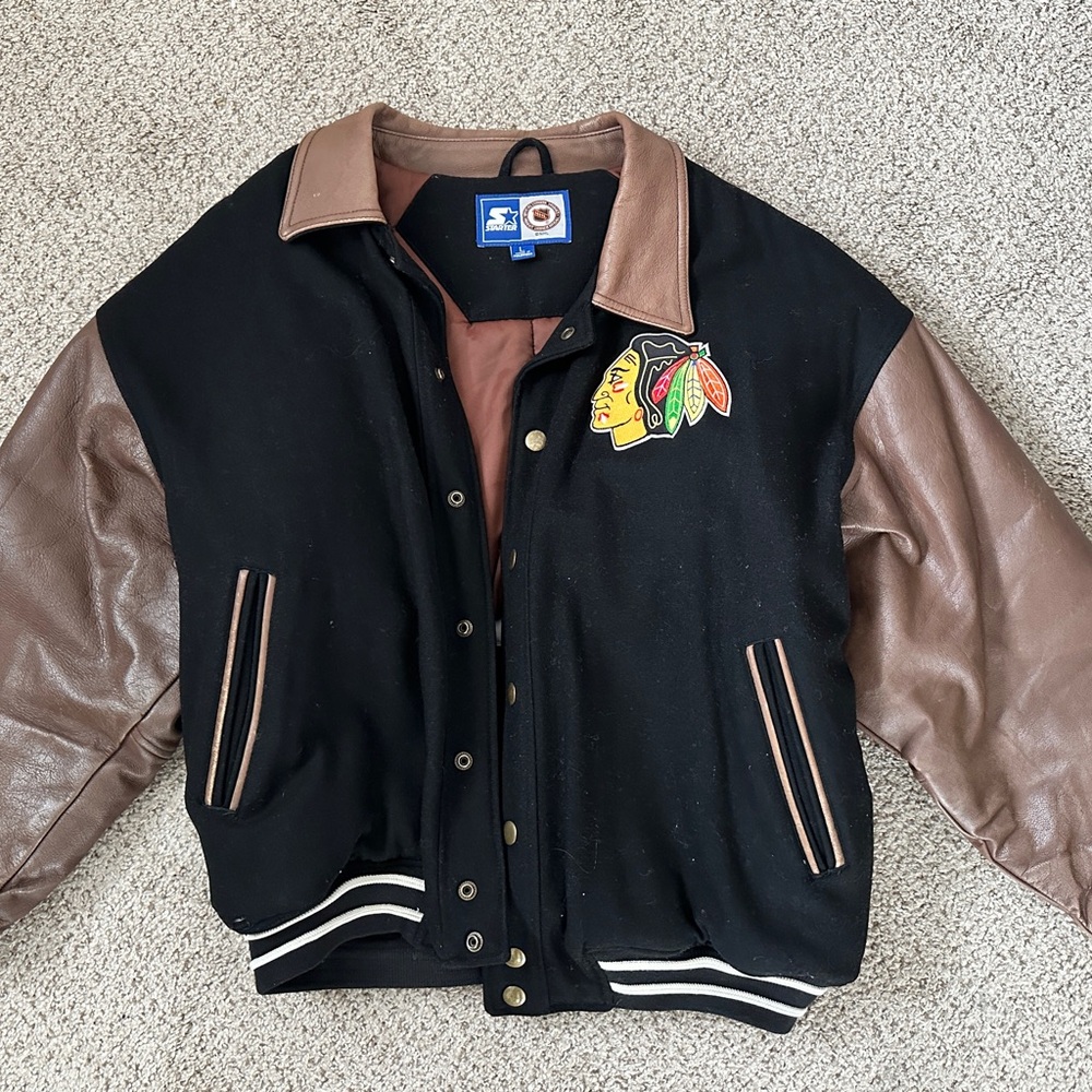 Black and Brown Varsity Jacket with Logo